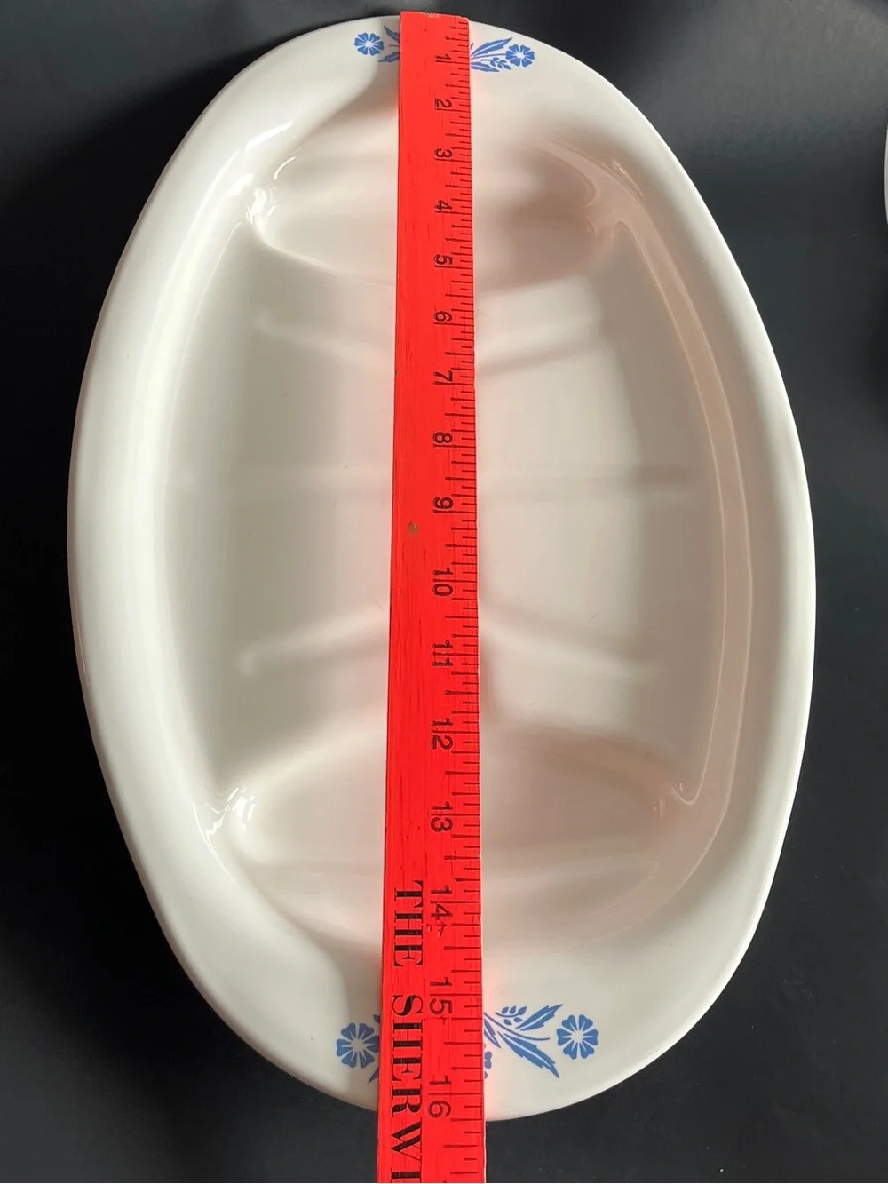 Vintage 60s Corning Ware Blue Cornflower P-19 Bakeware Roasting Platter 16x10x2